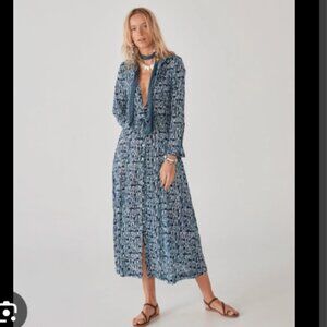 MAISON HOTEL Blue Long Sleeve Olivia Dress Size XS 100% cotton